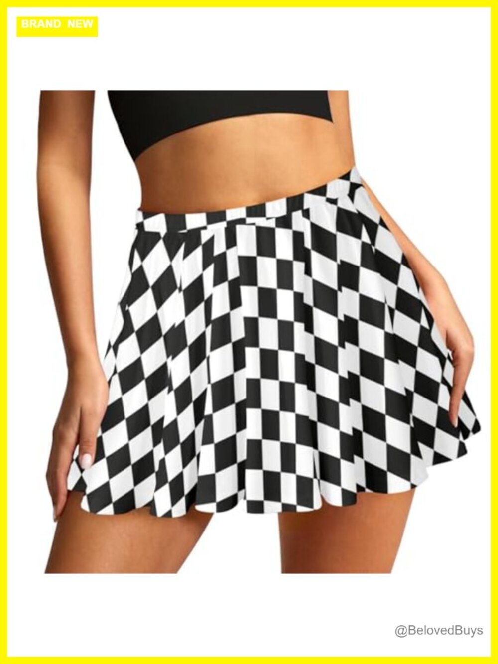 Women's High Waisted A-Line Mini Skater Skirt Polyester Spandex